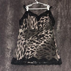Black Animal Print & Lace Cami